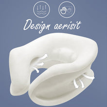 Încarcă imaginea în vizualizatorul Galerie, Perna de gat pentru calatorie din spuma cu memorie, saculet transport, dopuri pentru urechi si masca pentru ochi incluse, clema ajustabila, gri