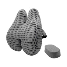 Încarcă imaginea în vizualizatorul Galerie, Perna ortopedica lombara cu pernuta extra-suport ajustabil, bretea prindere spatar, design ergonomic aerisit, model 4d, gri, 42 x 38 x 9 cm