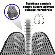 Încarcă imaginea în vizualizatorul Galerie, Perna ortopedica lombara cu pernuta extra-suport ajustabil, bretea prindere spatar, design ergonomic aerisit, model 4d, gri, 42 x 38 x 9 cm