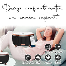 Încarcă imaginea în vizualizatorul Galerie, Difuzor aromaterapie si uleiuri esentiale, cu telecomanda, design elegant cu marmura si auriu, 7 culori led, temporizator, negru
